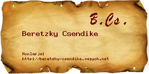 Beretzky Csendike névjegykártya